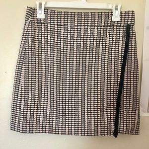 J crew skirt. Woven with black fringe strip.